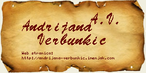 Andrijana Verbunkić vizit kartica